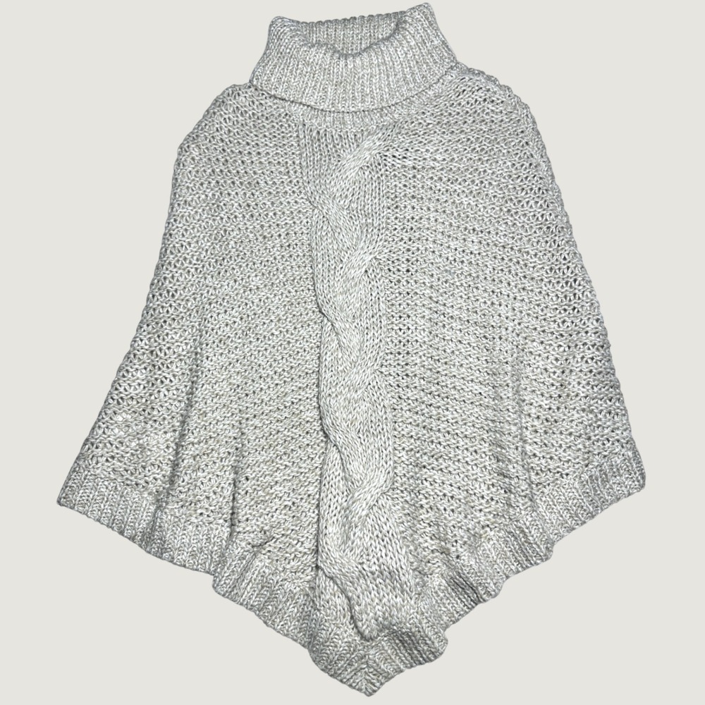 NEW Eddie Bauer Turtleneck Poncho Women M/L Chunky Cable Knit Wool Acrylic Blend